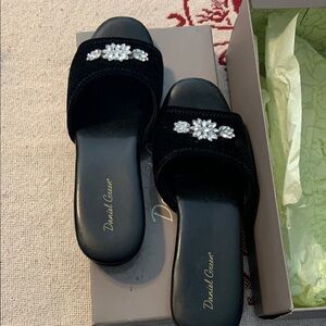 Black Embellished Women's Slides